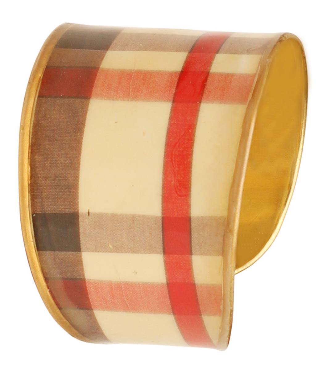 2.6” Brass Cuff Bracelet with Colorful Chequered Pattern - Antique-Look Accessories / Jewelry / Gifts for Her - Buy in Bulk Wholesale